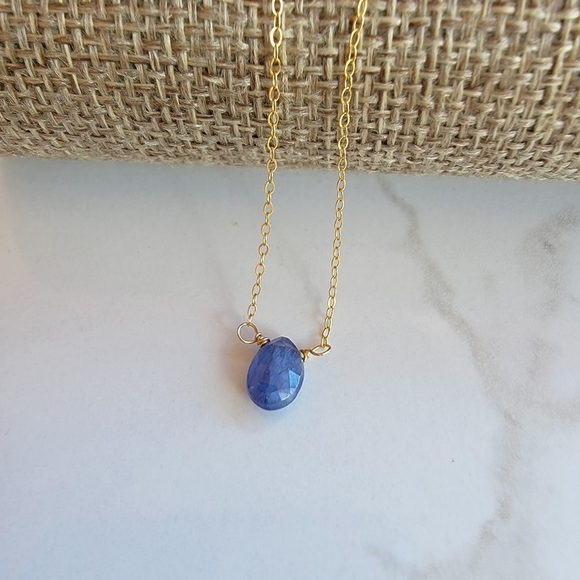 TANZANITE Necklace Minimalist Crystal Gemstone December Birthstone - Picture 3 of 4